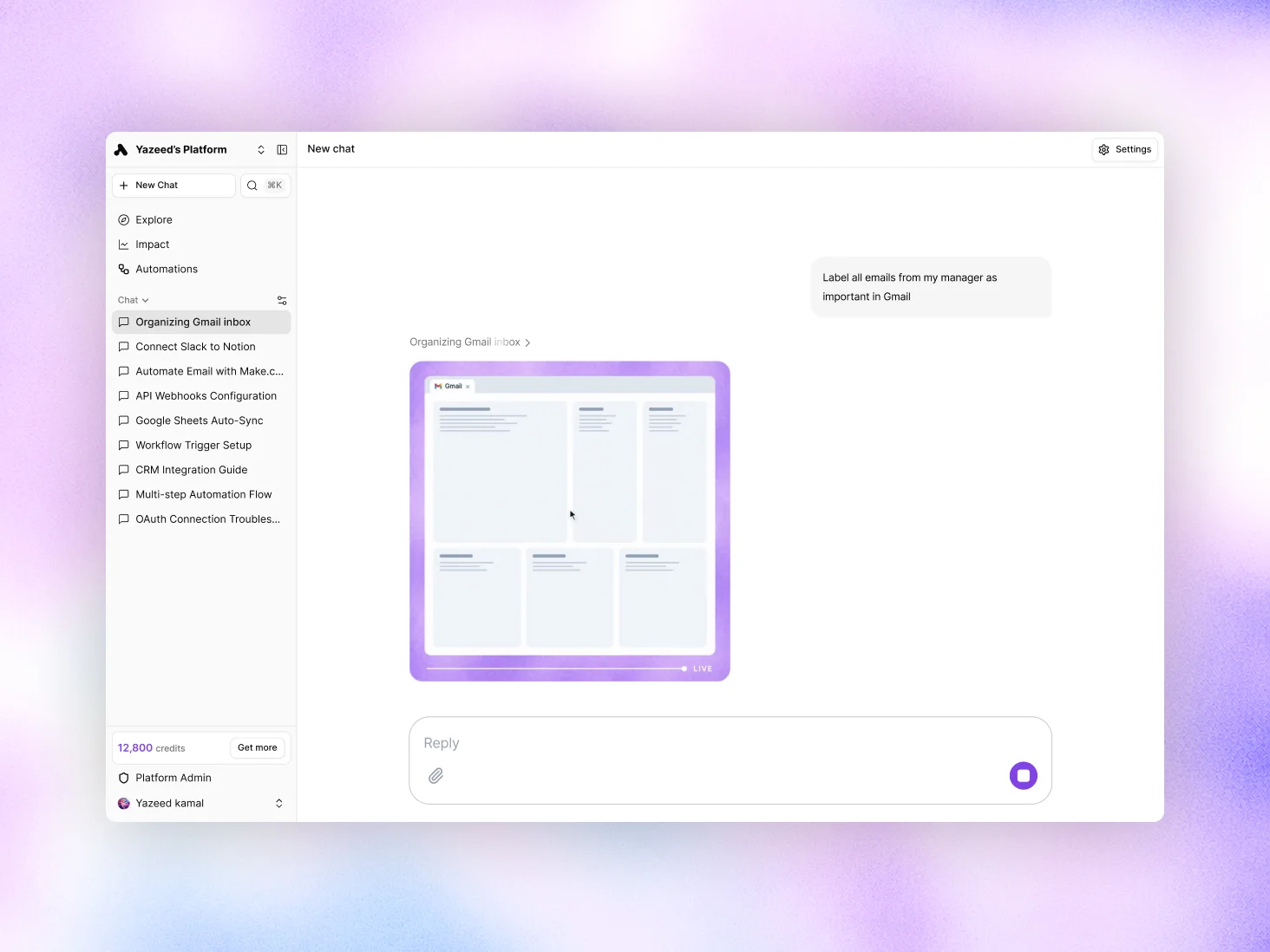 Building automationions with AI Chat experience
